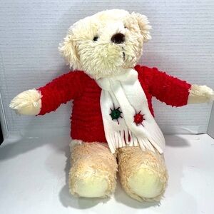 Vintage Hallmark Singing Jingle Bear Cream Colored Bear with Red Sweater
